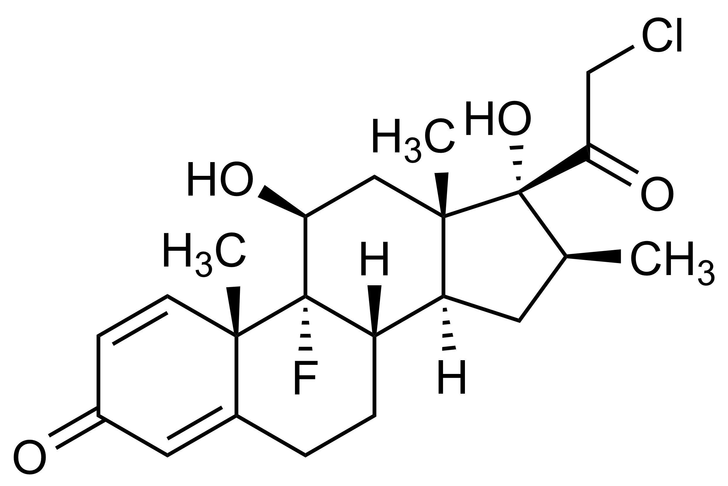 Clobetasol Reference Standard Molecular Structure Molecular structure depiction for Clobetasol reference standard