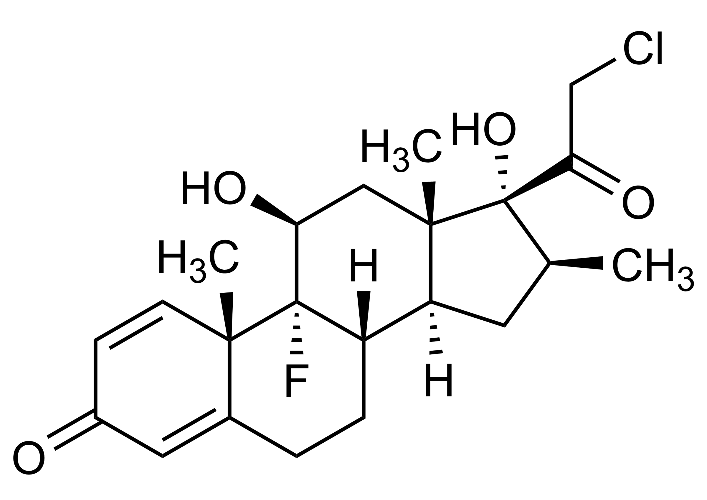 Clobetasol Reference Standard Molecular Structure Molecular structure depiction for Clobetasol reference standard