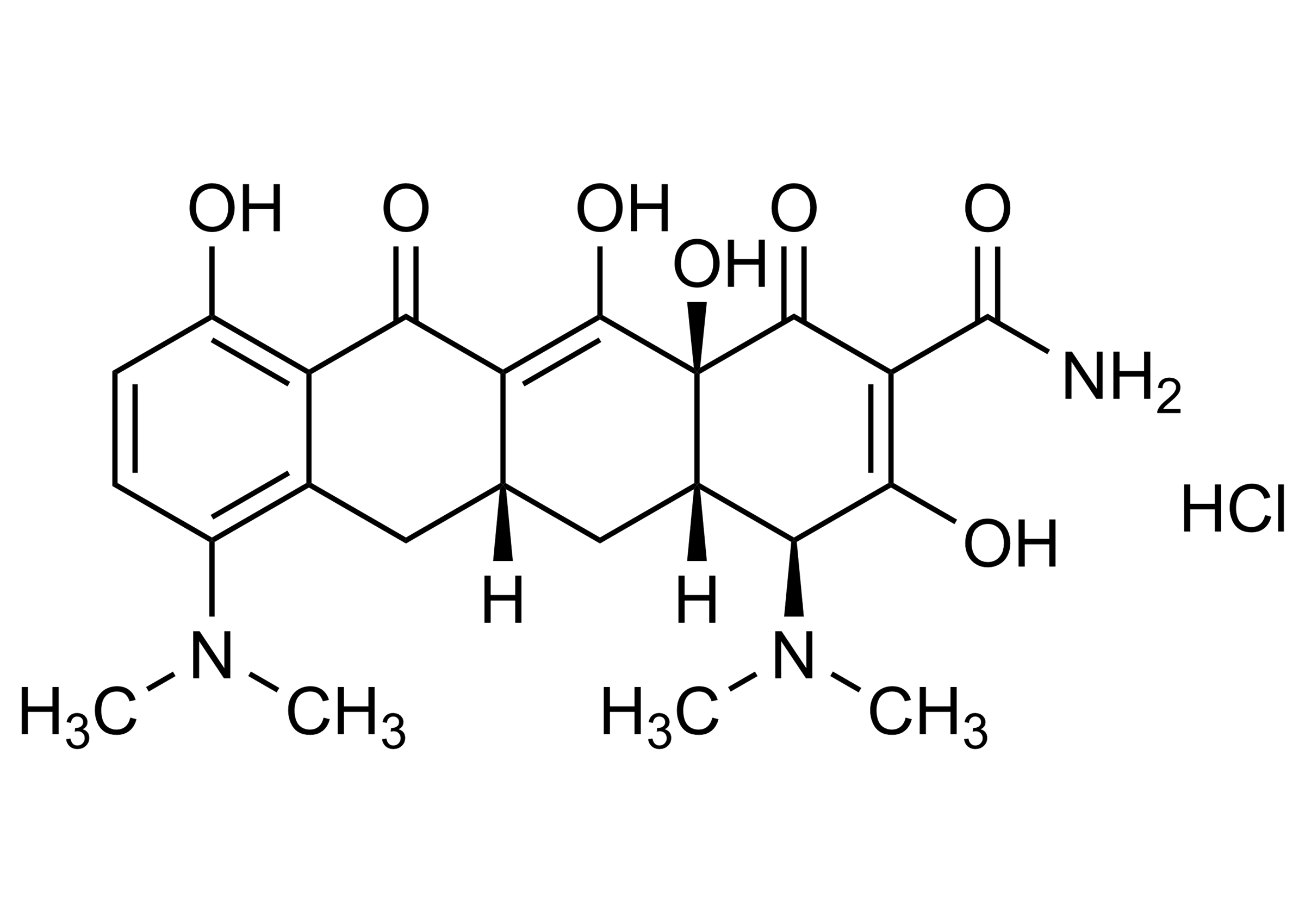 Minocycline hydrochloride Reference Standard Structure Minocycline hydrochloride reference standard molecular structure for LC-MS/MS and GC-MS calibration