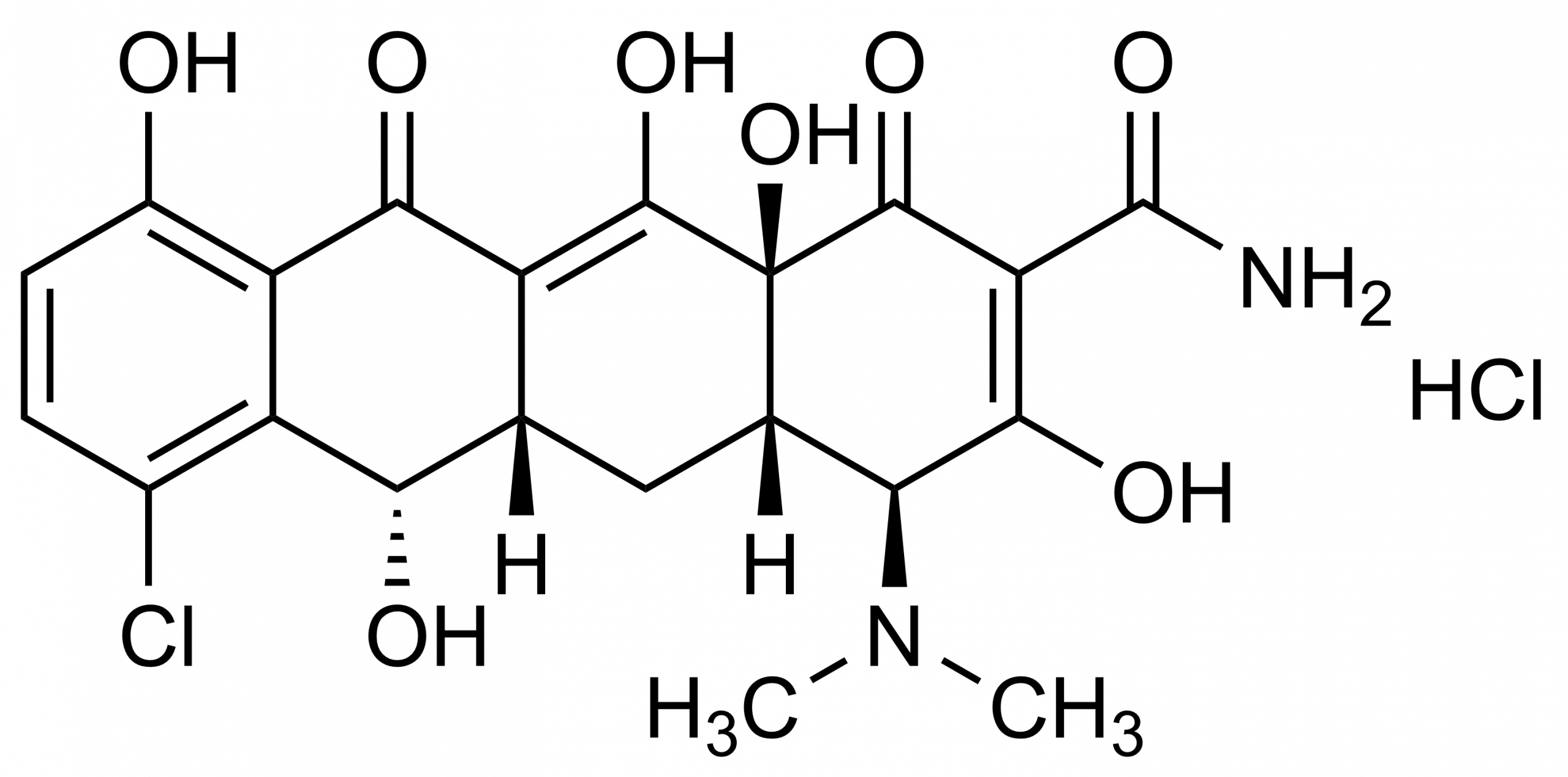 Demeclocycline hydrochloride Reference Standard Structure Demeclocycline hydrochloride reference standard molecular structure (CAS 64-73-3)