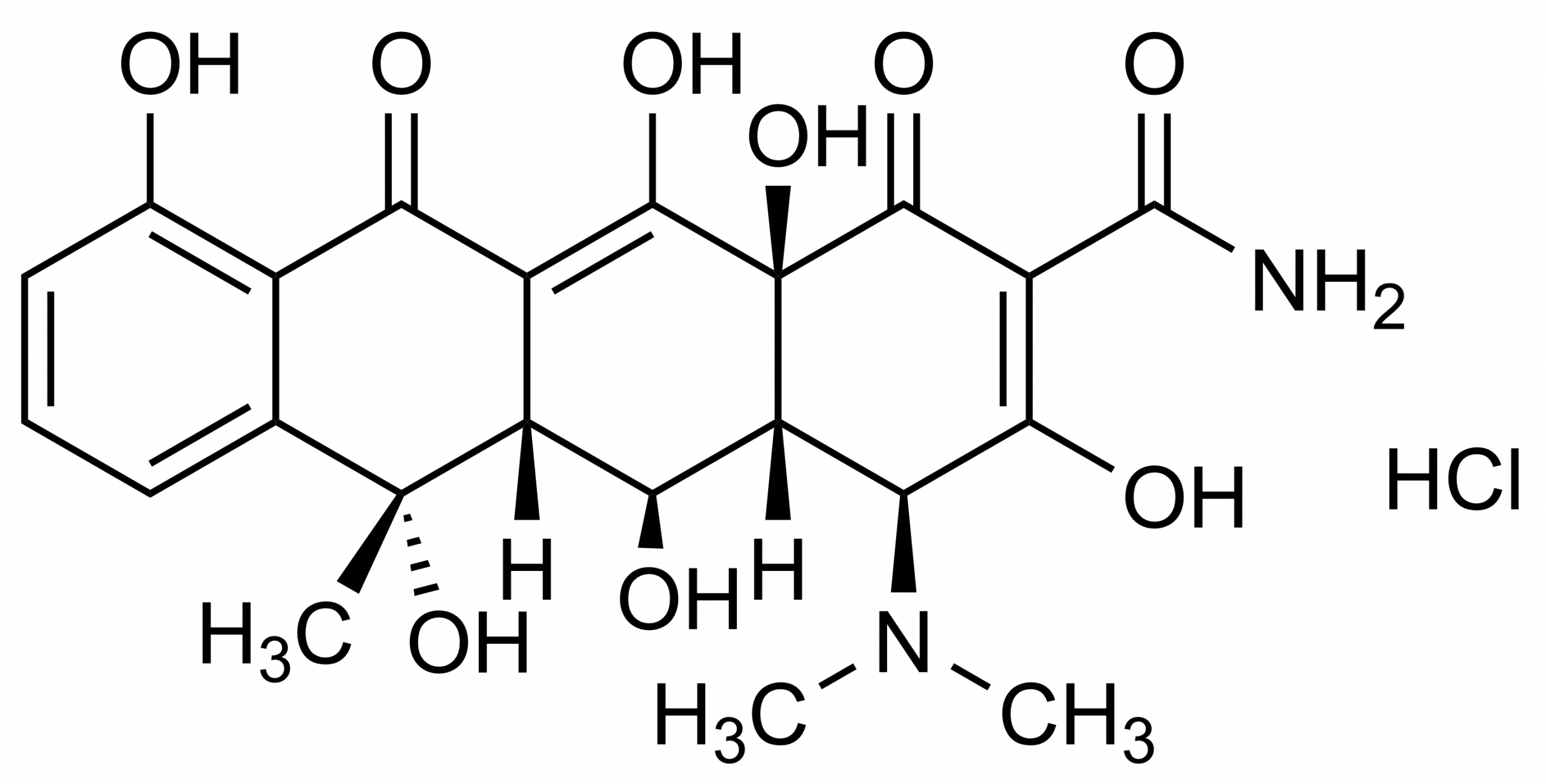 Oxytetracycline hydrochloride Reference Standard Structure Molecular structure of Oxytetracycline hydrochloride reference standard for LC-MS/MS and GC-MS