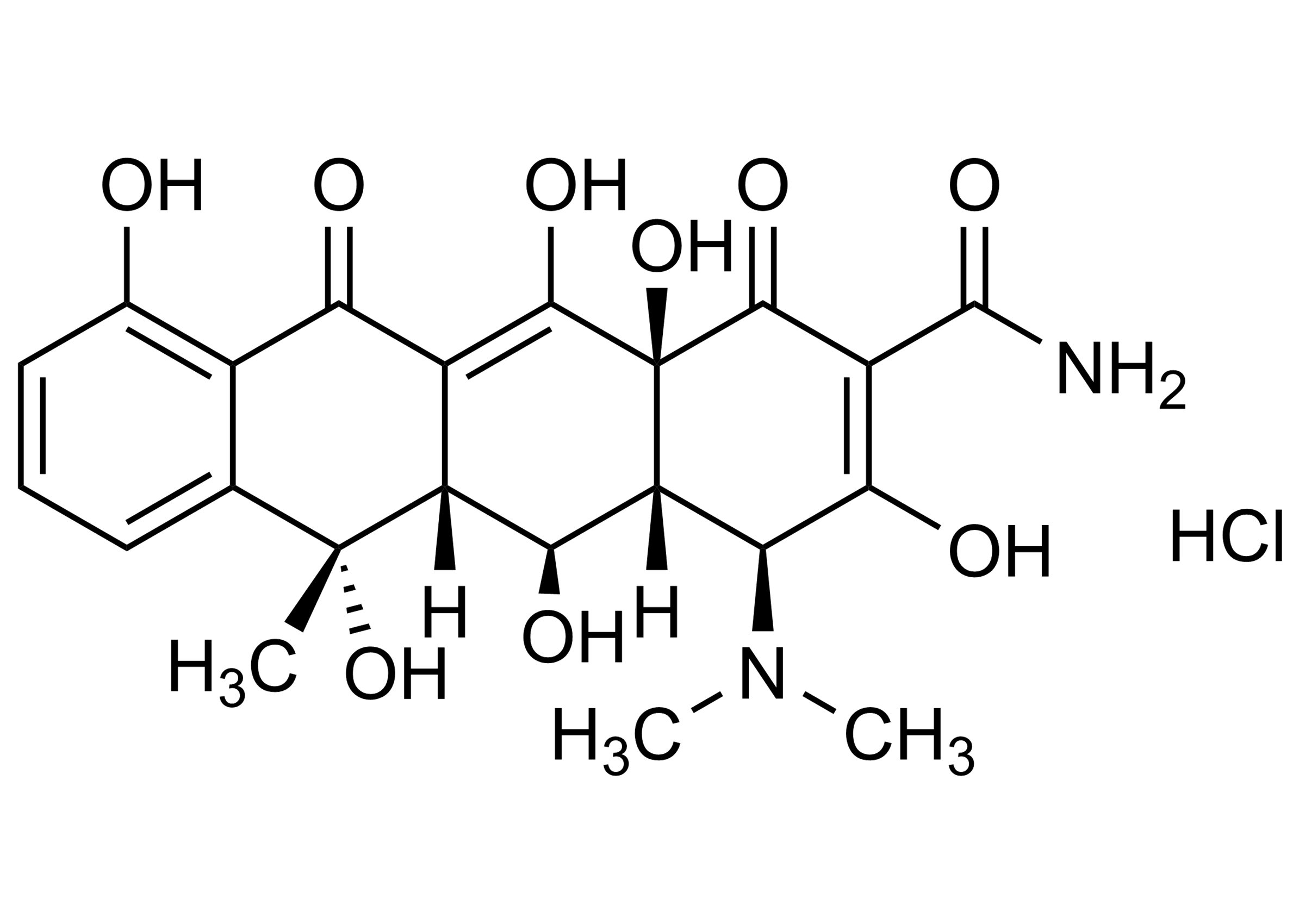 Oxytetracycline hydrochloride Reference Standard Structure Molecular structure of Oxytetracycline hydrochloride reference standard for LC-MS/MS and GC-MS