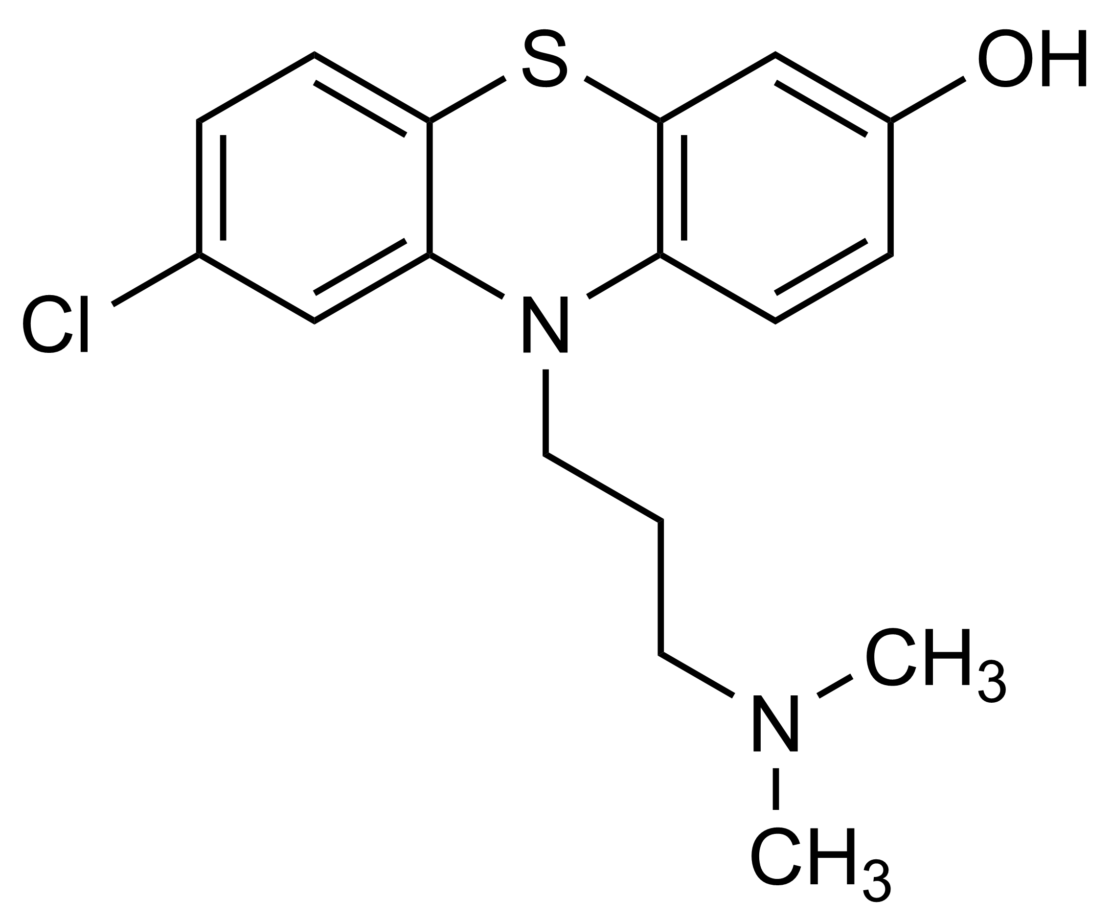 7-Hydroxychlorpromazine Reference Standard Structure for LC-MS/MS 7-Hydroxychlorpromazine (CAS 2095-62-7) reference standard molecular structure