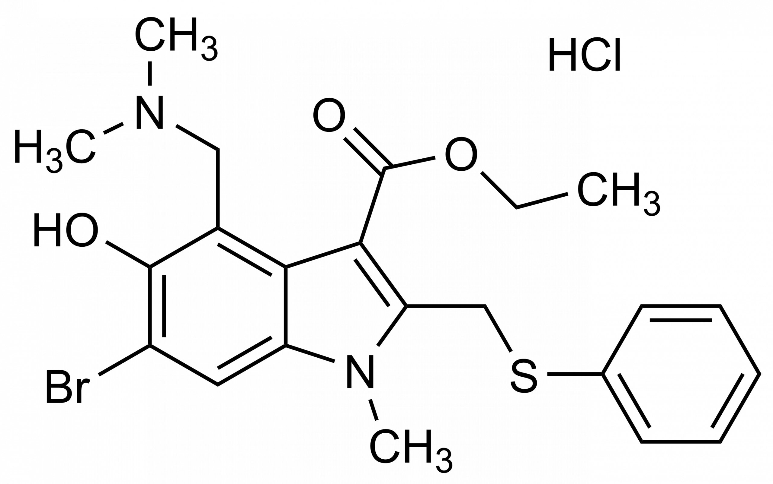 Arbidol hydrochloride Umifenovir hydrochloride Reference Standard Structure Arbidol hydrochloride Umifenovir hydrochloride reference standard molecular structure (CAS 131707-23-8)
