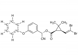 Molecular structure of Deltamethrin-13C6 reference standard for analytical calibration
