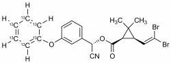 Molecular structure of Deltamethrin-13C6 reference standard for analytical calibration