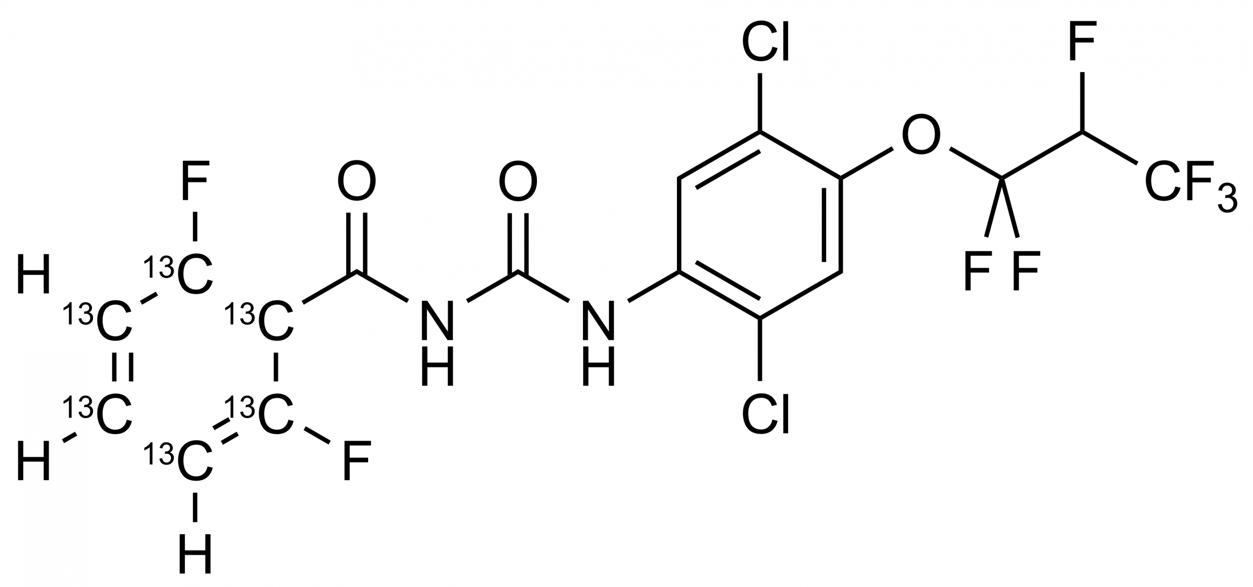 Molecular structure of Lufenuron-13C6 reference standard