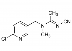 Molecular structure of Acetamiprid reference standard for analytical calibration