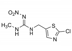 Molecular structure of Clothianidin reference standard for analytical calibration