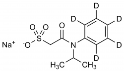 Molecular structure of Propachlor D5-ESA sodium salt reference standard for analytical calibration