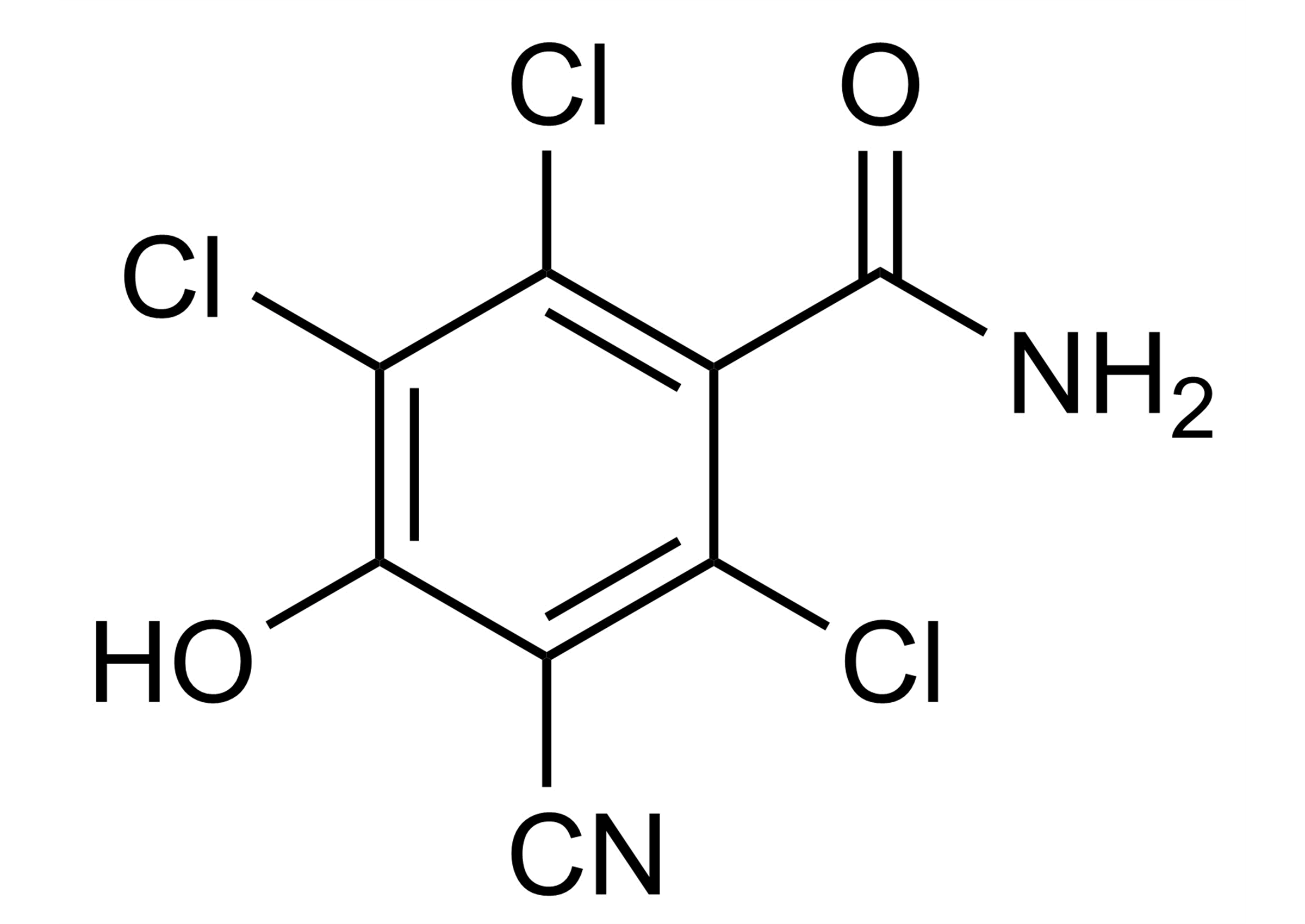 Molecular structure of Chlorothalonil metabolite reference standard for analytical calibration