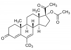 Megestrol-D3 acetate Reference Standard Molecular Structure Megestrol-D3 acetate molecular structure reference standard for LC-MS/MS and GC-MS analysis