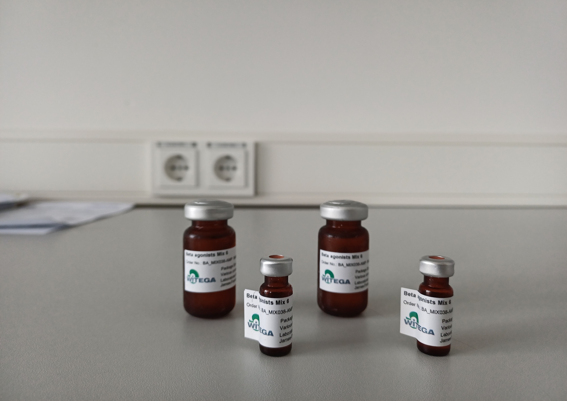 Beta agonists Mix 6 analytical reference standard solution in laboratory vial for chromatography and mass spectrometry analysis